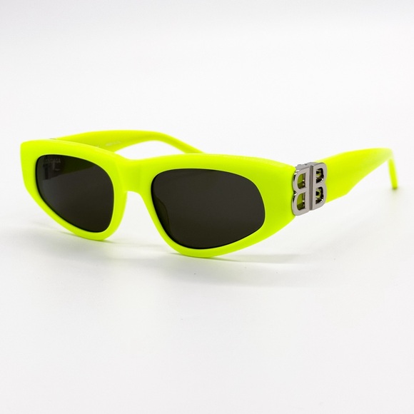 NEW BALENCIAGA BB0095S 007 GEOMETRIC YELLOW GREY WOMEN SUNGLASSES BALENCIAGA - Picture 4 of 13